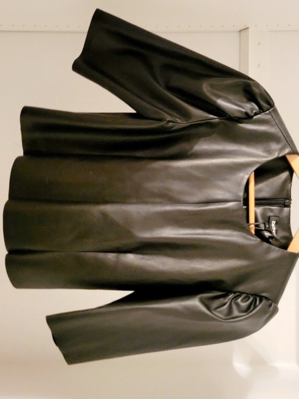 DONNA KARAN New York DKNY Faux Leather Black Top Size Small *BRAND NEW*